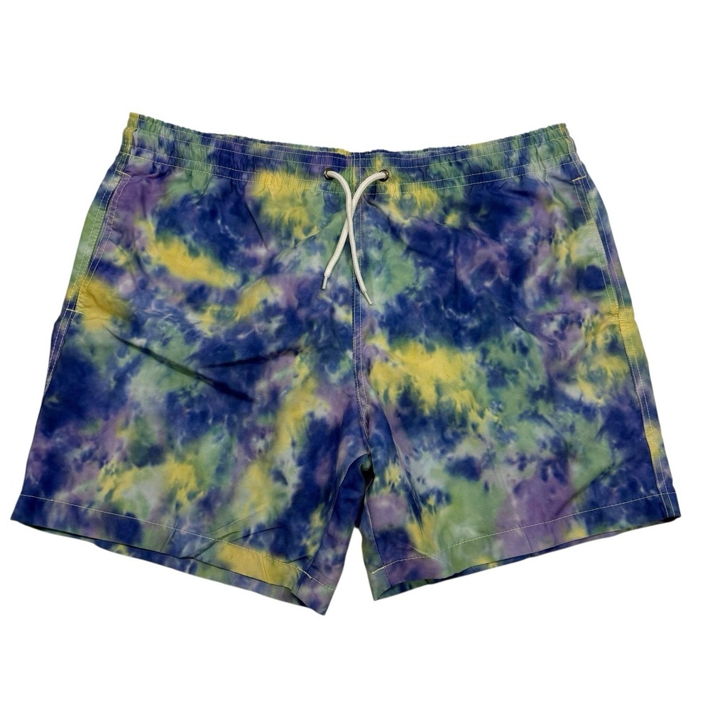 Trunks Surf & Swim Co. Multcolor Tie Dye Mesh Lined Swim Trunks Shorts Size L